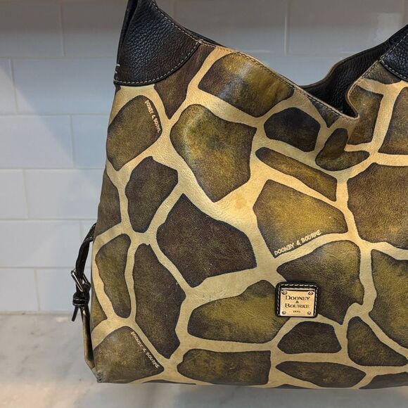 Dooney & Bourke Bag Purse Handbag Leather Animal Giraffe Pattern Large Shoulder - Picture 3 of 16